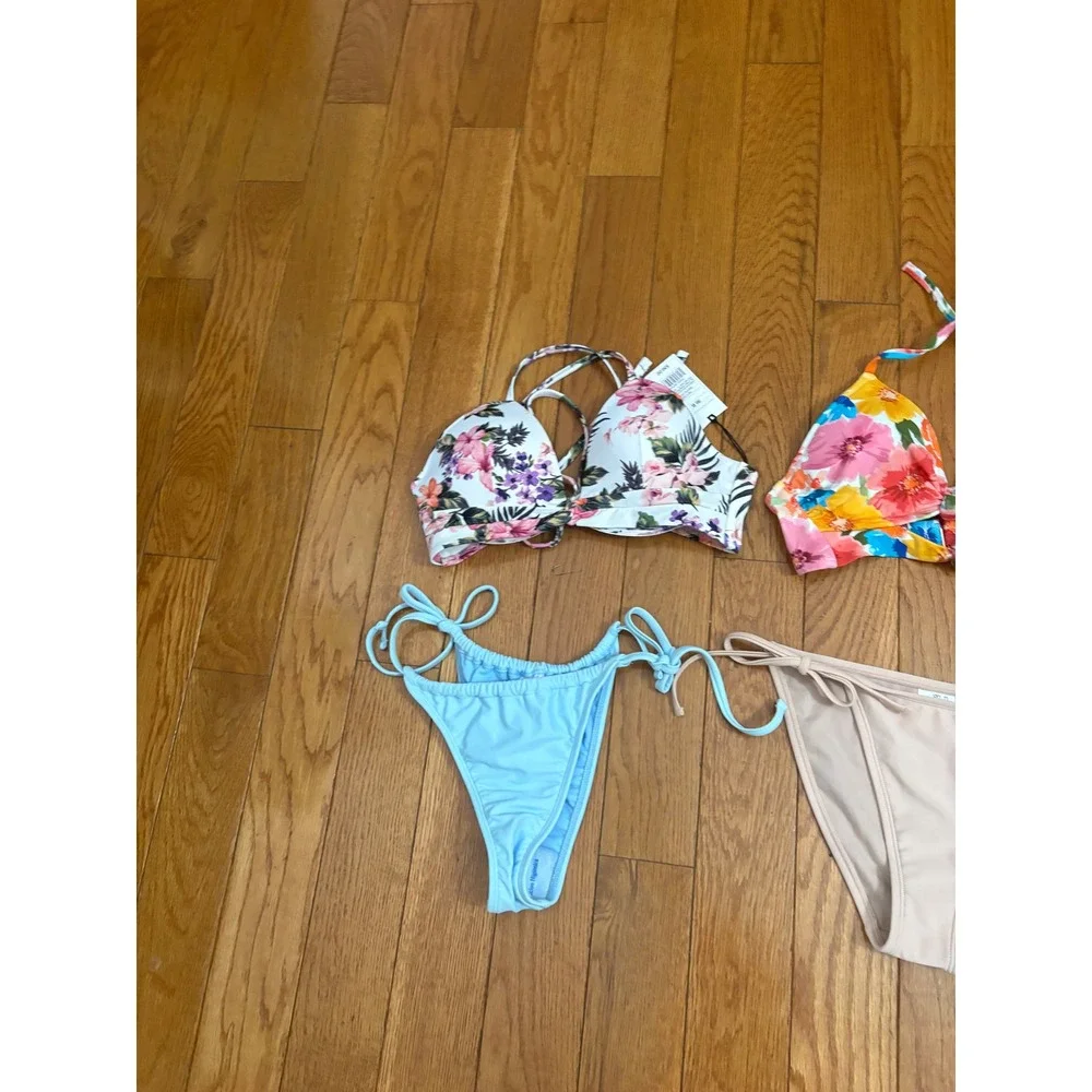8pc NWT Target Bikini Bundle Shade & Shore Wild Fable Floral‎ Solid XS S 32B 36B
